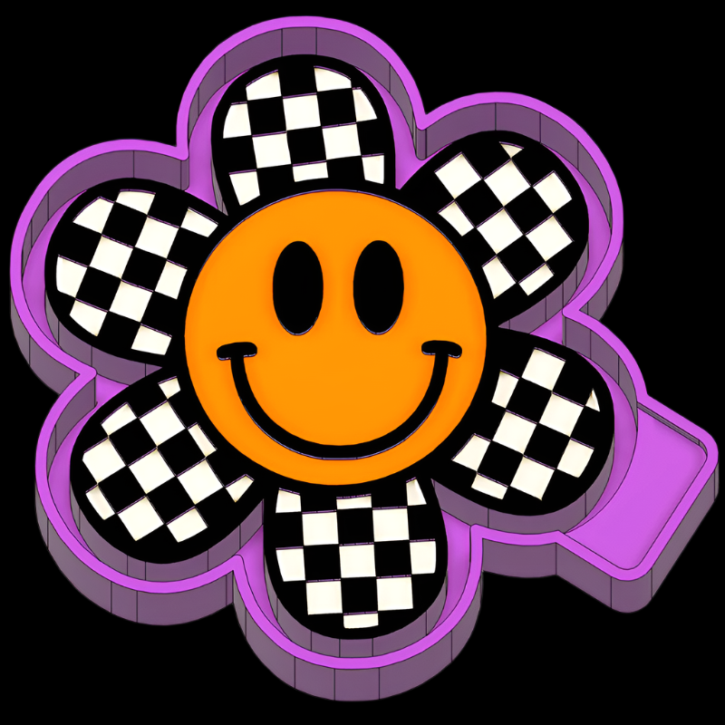 Checkered Flower Smiley Face