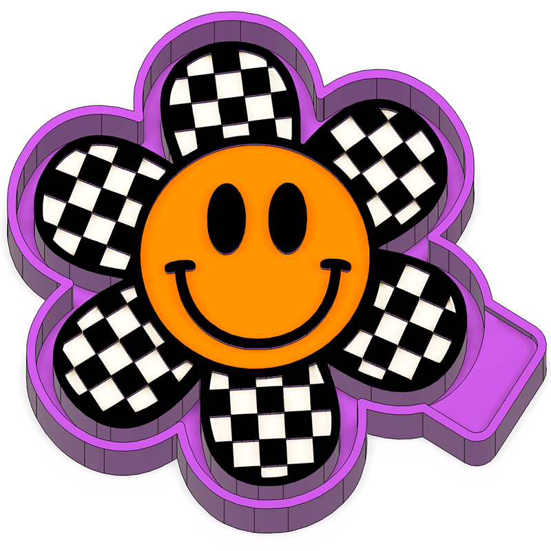 Checkered Flower Smiley Face