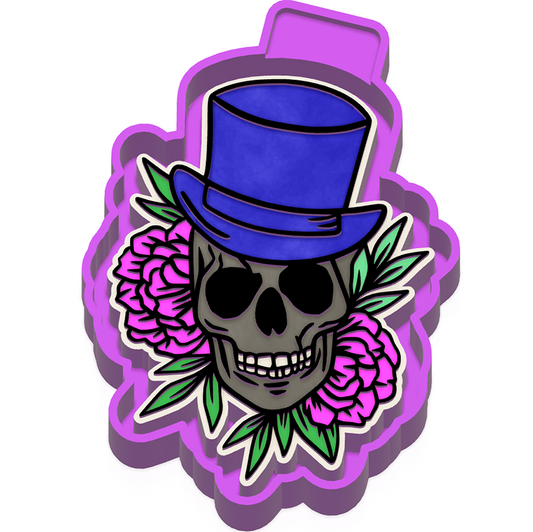 Floral Skull with Hat